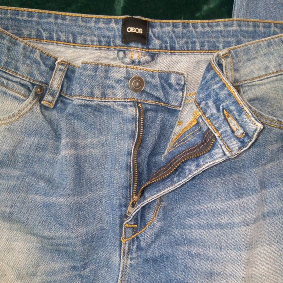 ASOS Distressed Denim Blue Jeans Sz 34 - Picture 8 of 13